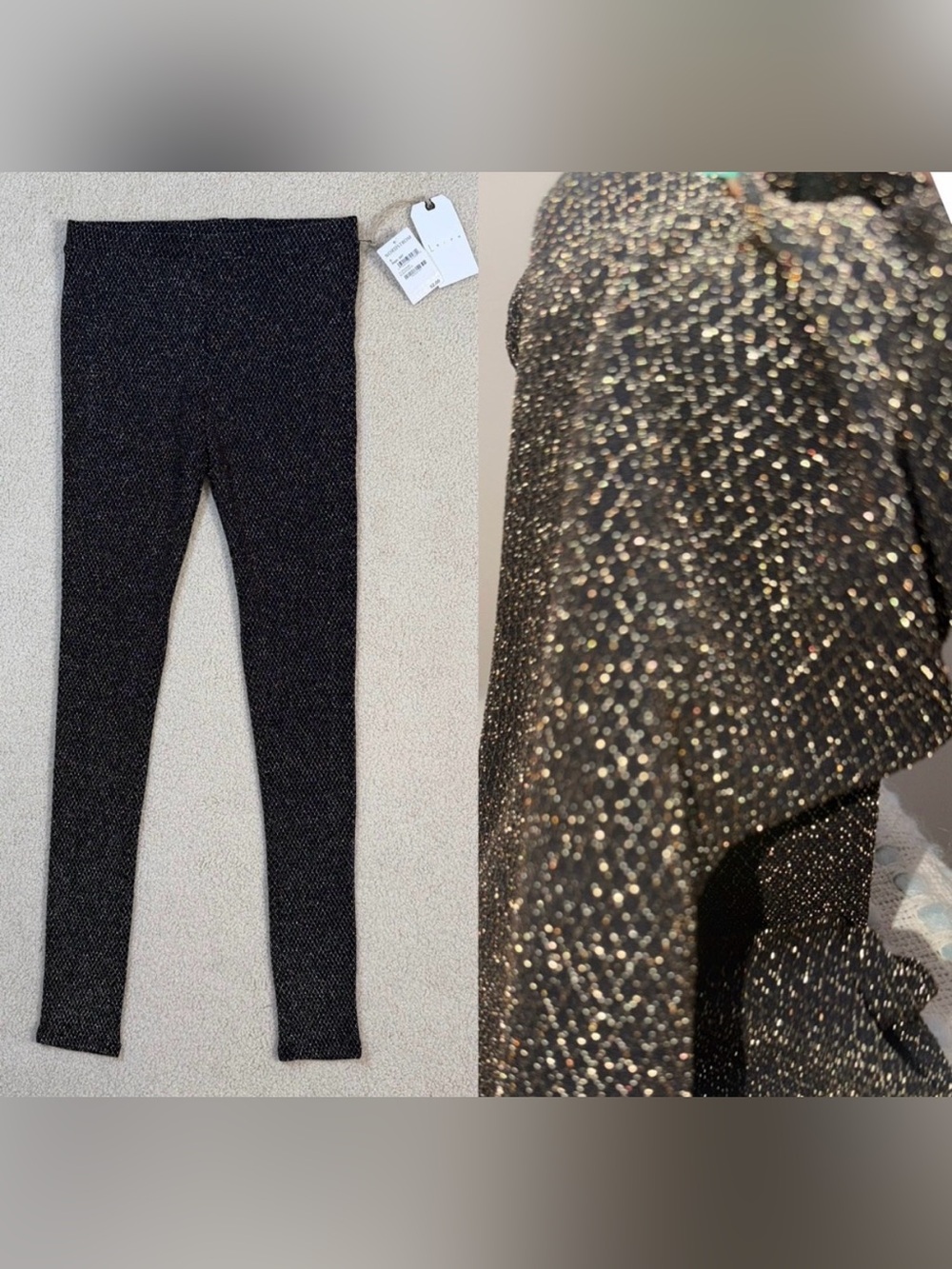Nordstrom - Leith Black & Gold Sparkle Leggings
